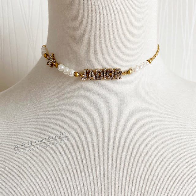 Dior飾品 迪奧經典熱銷火爆款項鏈字母鑽女士項鏈  zgd1348